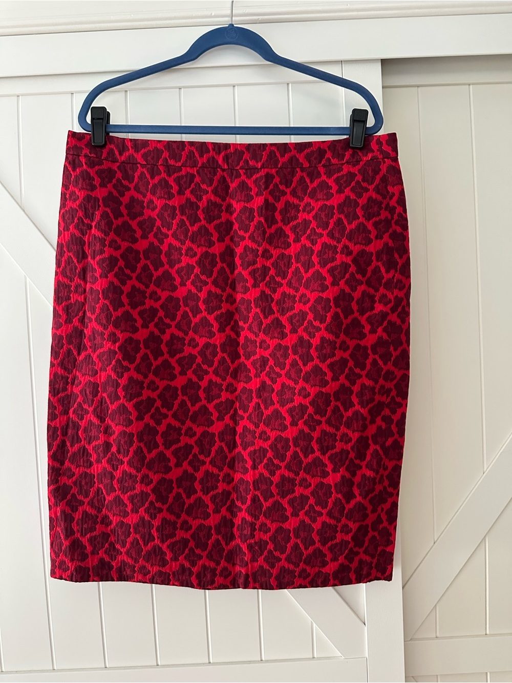 Talbots Size 18 Red Burgundy Leopard Jacquard Pencil Skirt NWOT